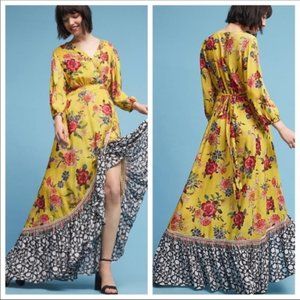 Farm Rio Floral Print Long Wrap Dress